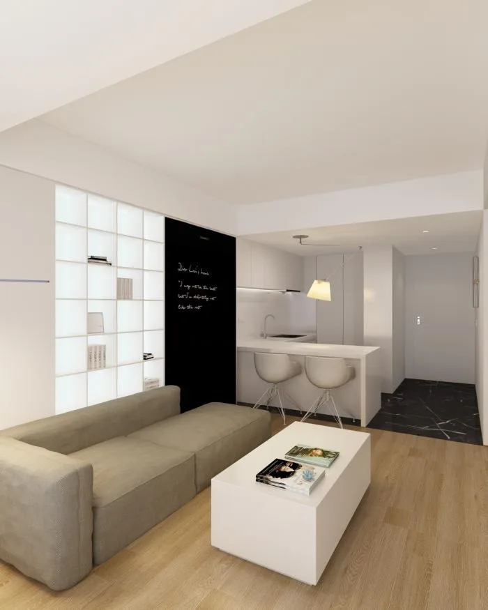 BIM Architecture | 46 ㎡ Beijing Old House Renovation, Minimalist Space for 90s Single Girls/Nameless Creativity Alliance