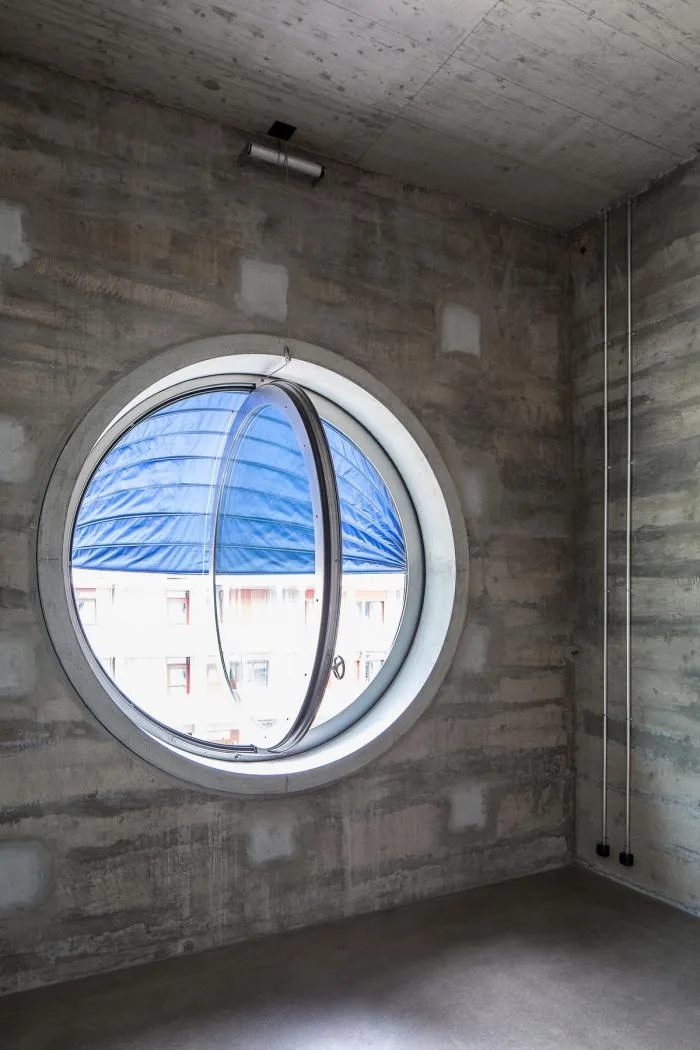 BIM architecture | Wall covered with deep 'eyes', renovation of abandoned barns