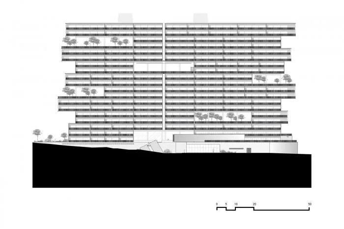 BIM Architecture | Fission of 64 meter Deep Canyon - Amani Apartments