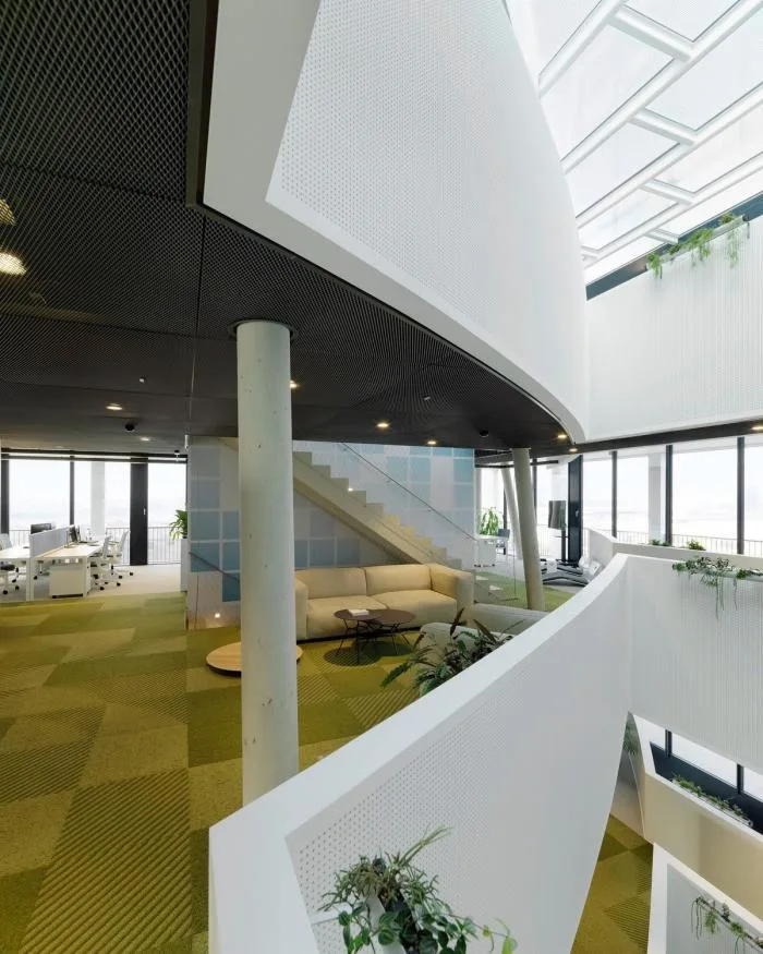 BIM Architecture | Outer Square and Inner Circle, Half Concealed Transparent Light and Shadow - C& P Company Headquarters