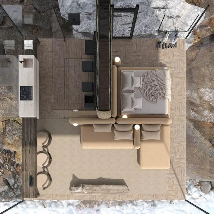 BIM Architecture | Minimalist Glass Hut Standing on a Cliff/Yakusha Design
