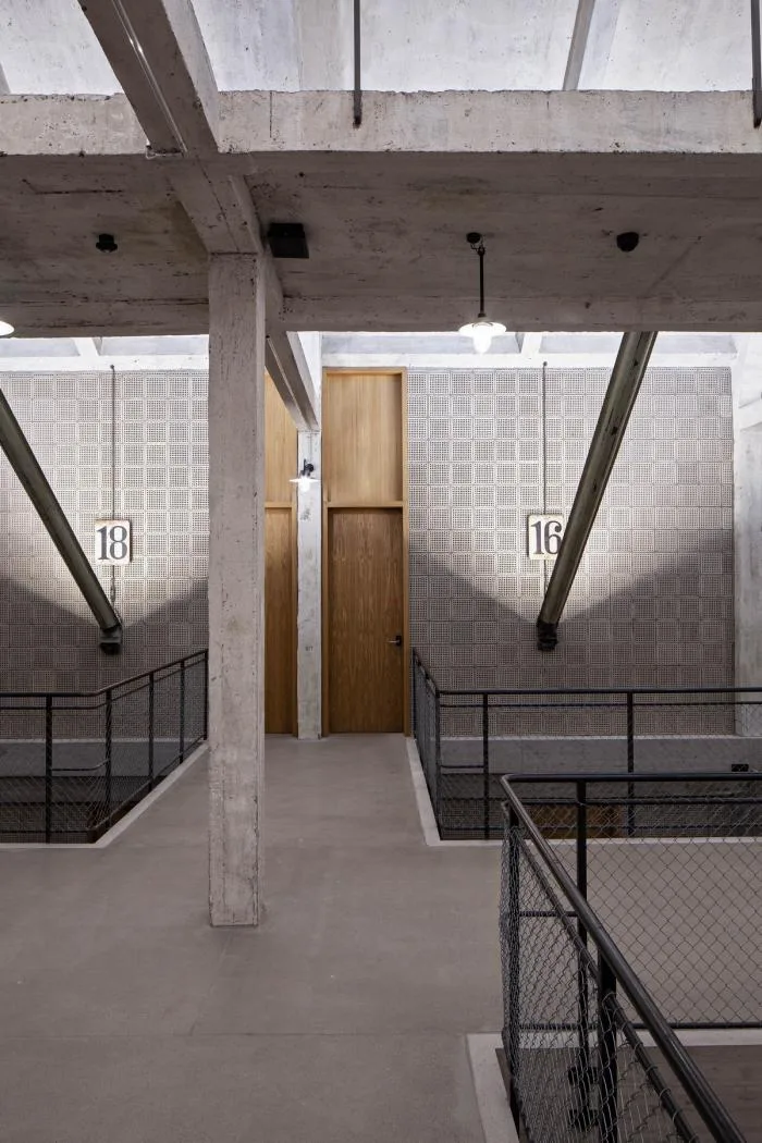 BIM architecture | Wall covered with deep 'eyes', renovation of abandoned barns