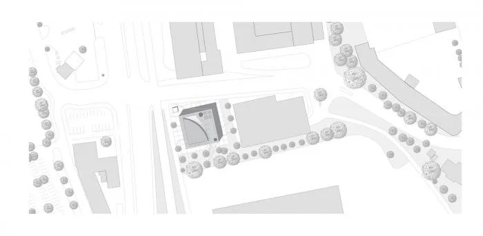 BIM Architecture | Outer Square and Inner Circle, Half Concealed Transparent Light and Shadow - C& P Company Headquarters