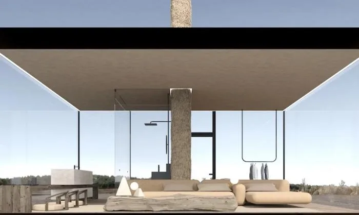 BIM Architecture | Minimalist Glass Hut Standing on a Cliff/Yakusha Design