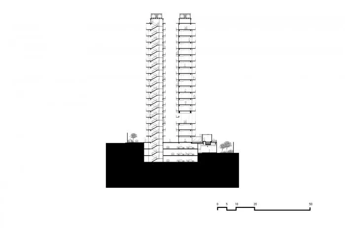 BIM Architecture | Fission of 64 meter Deep Canyon - Amani Apartments