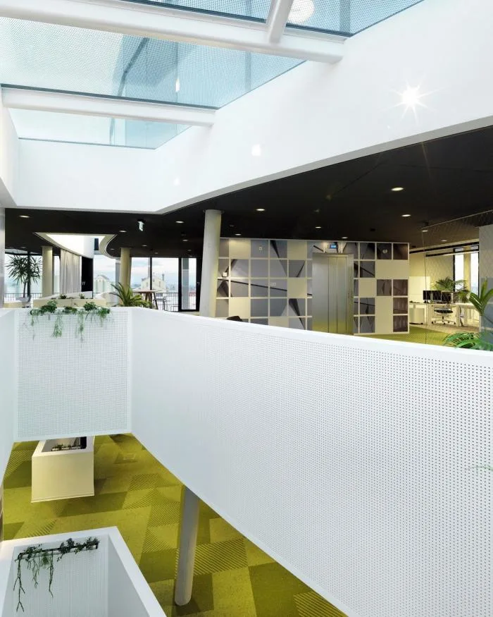 BIM Architecture | Outer Square and Inner Circle, Half Concealed Transparent Light and Shadow - C& P Company Headquarters