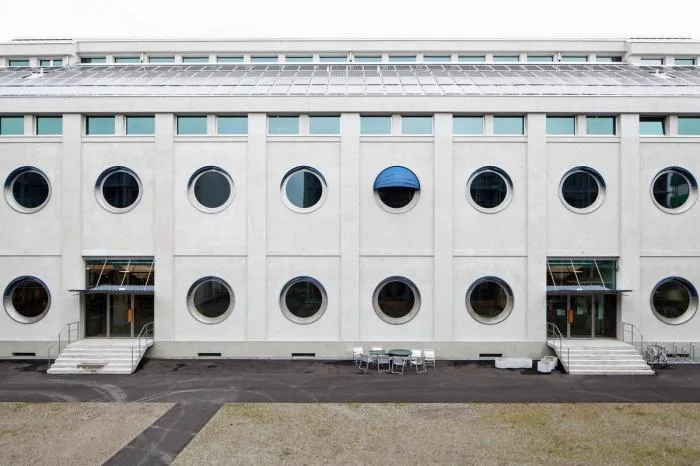 BIM architecture | Wall covered with deep 'eyes', renovation of abandoned barns