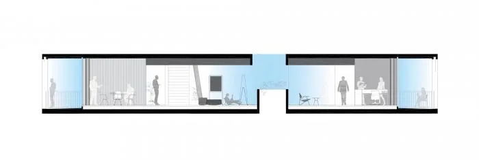 BIM Architecture | Outer Square and Inner Circle, Half Concealed Transparent Light and Shadow - C& P Company Headquarters