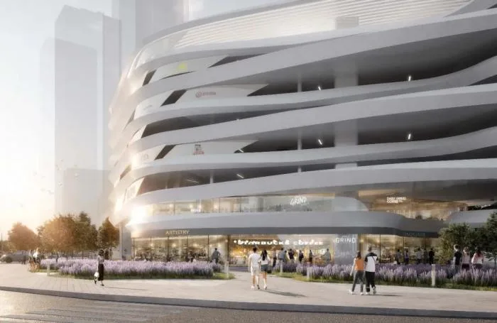 BIM Architecture | GWP New Work | 'Infinite Flow' - Demonstration Three Dimensional Parking Building in Dongguan CBD