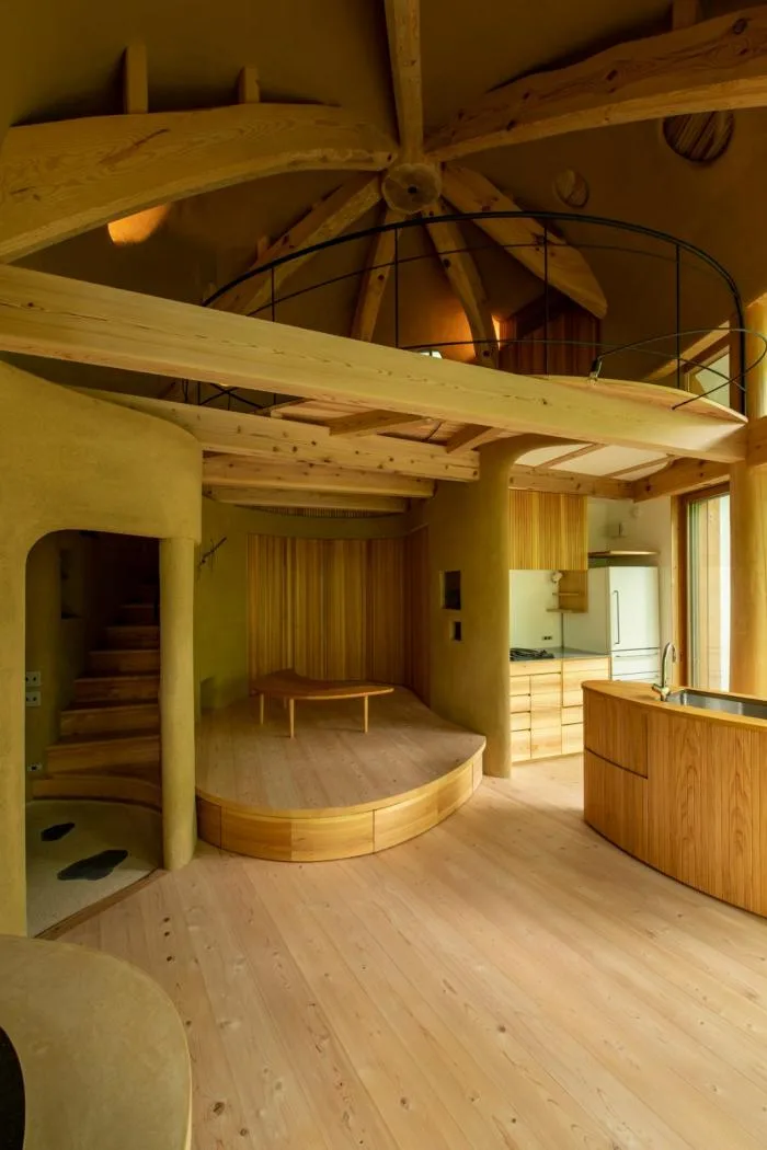 BIM architecture | Cute and playful, shell shaped earthen houses in the forest