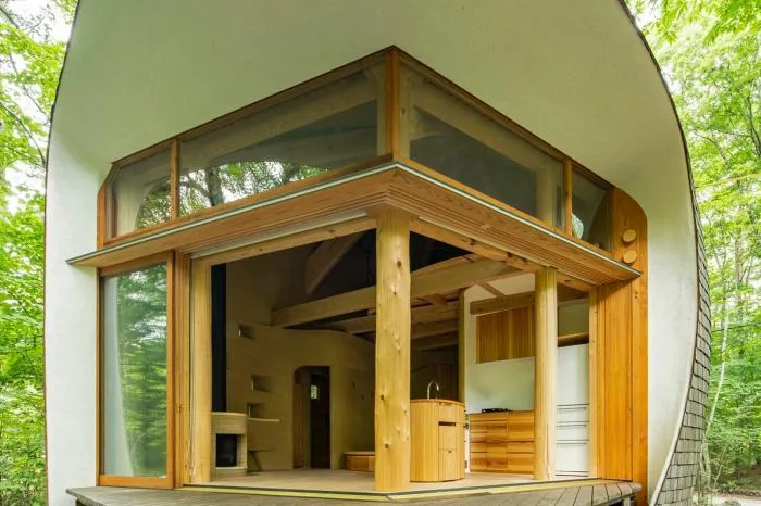 BIM architecture | Cute and playful, shell shaped earthen houses in the forest