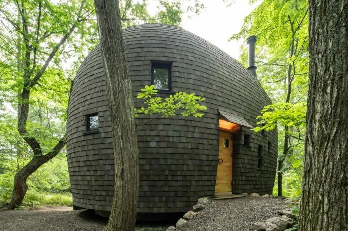 BIM architecture | Cute and playful, shell shaped earthen houses in the forest