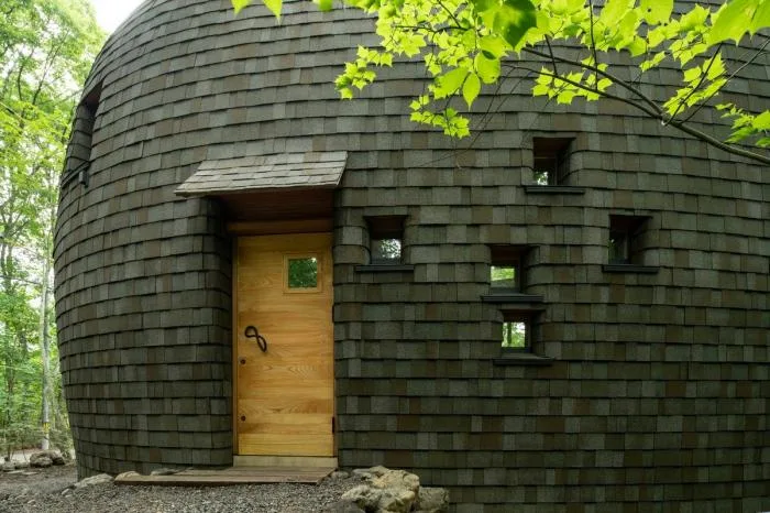 BIM architecture | Cute and playful, shell shaped earthen houses in the forest