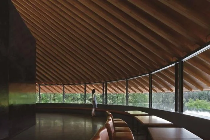 BIM Architecture | Like a Round Hat: Cemetery Community Hall by the Narrow Mountain Lake/Nakamura Taki& NAP