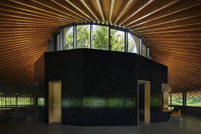BIM Architecture | Like a Round Hat: Cemetery Community Hall by the Narrow Mountain Lake/Nakamura Taki& NAP