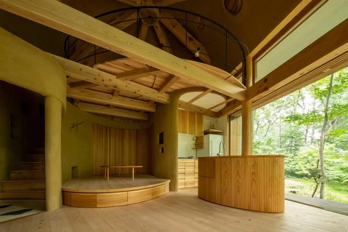 BIM architecture | Cute and playful, shell shaped earthen houses in the forest