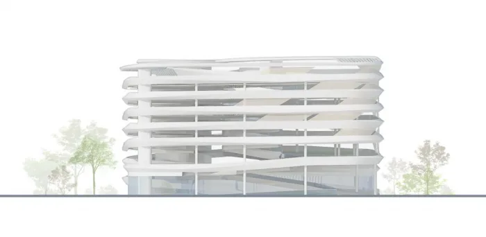 BIM Architecture | GWP New Work | 'Infinite Flow' - Demonstration Three Dimensional Parking Building in Dongguan CBD