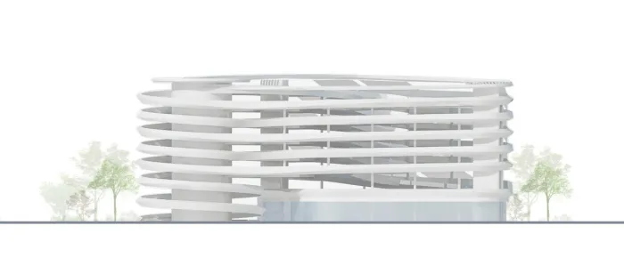 BIM Architecture | GWP New Work | 'Infinite Flow' - Demonstration Three Dimensional Parking Building in Dongguan CBD