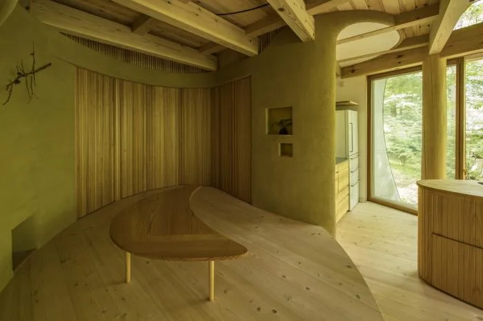BIM architecture | Cute and playful, shell shaped earthen houses in the forest