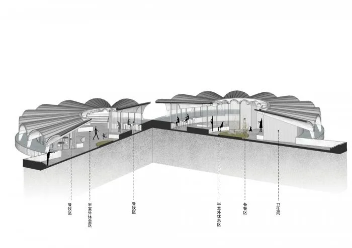 BIM architecture | Form gathering but spirit dispersing, clean water pool coffee shop/Tongji original design studio