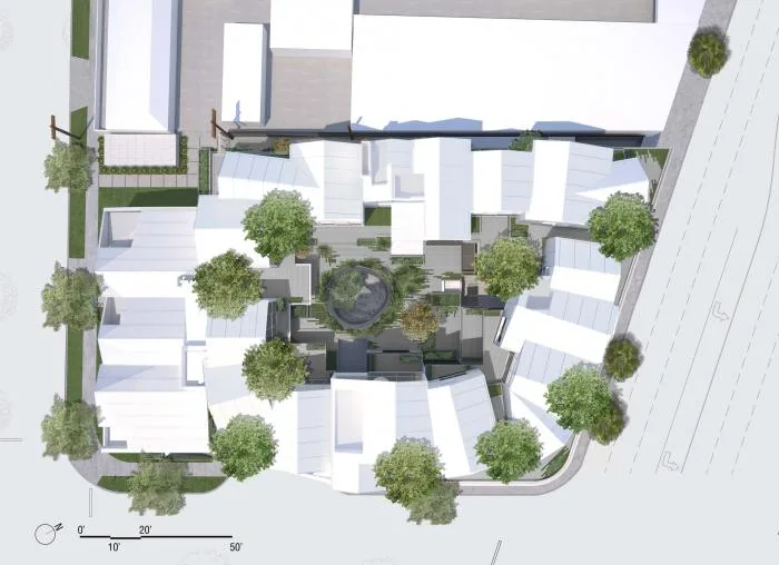 BIM Architecture | MAD's first project in the United States, 'Beverly Hills Courtyard,' completed, small village on the hillside