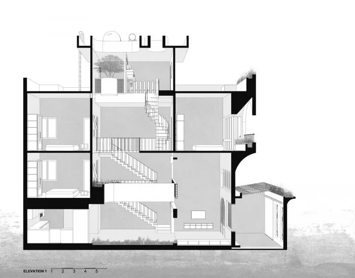 BIM architecture | Vertical courtyards adorned with greenery, balancing vitality and tranquility: V Villa Vietnam