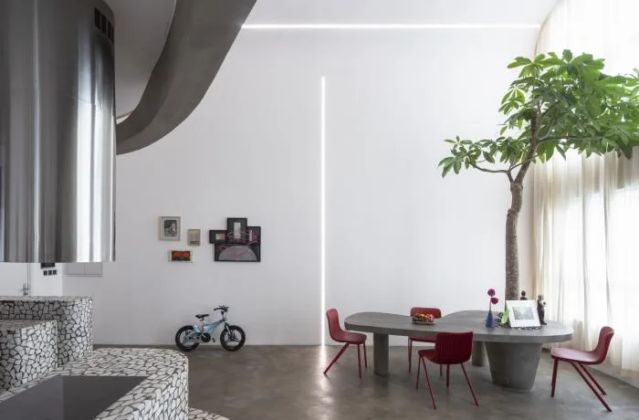 BIM Architecture | Terrazzo Apartment 'M à i' in Ho Chi Minh City, Defining Space with Curved Geometric Shapes/Whale Design Lab