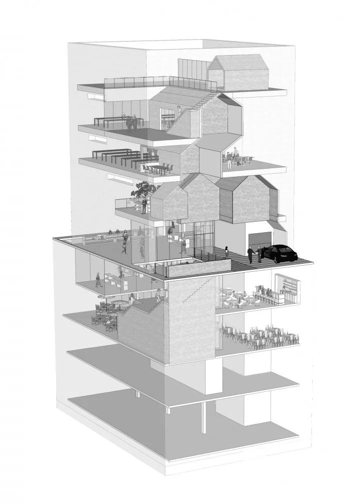 BIM Architecture | Village Small Houses Stacked in White Boxes: Korea 0914 Flagship Store