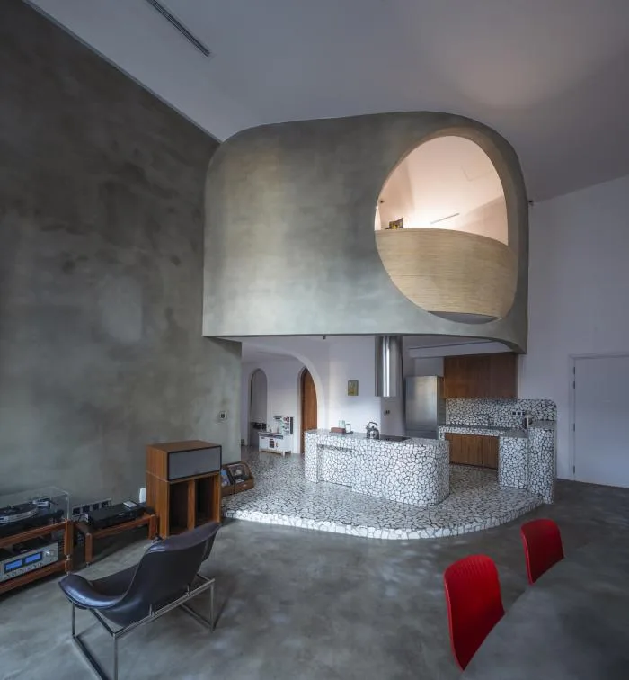 BIM Architecture | Terrazzo Apartment 'M à i' in Ho Chi Minh City, Defining Space with Curved Geometric Shapes/Whale Design Lab