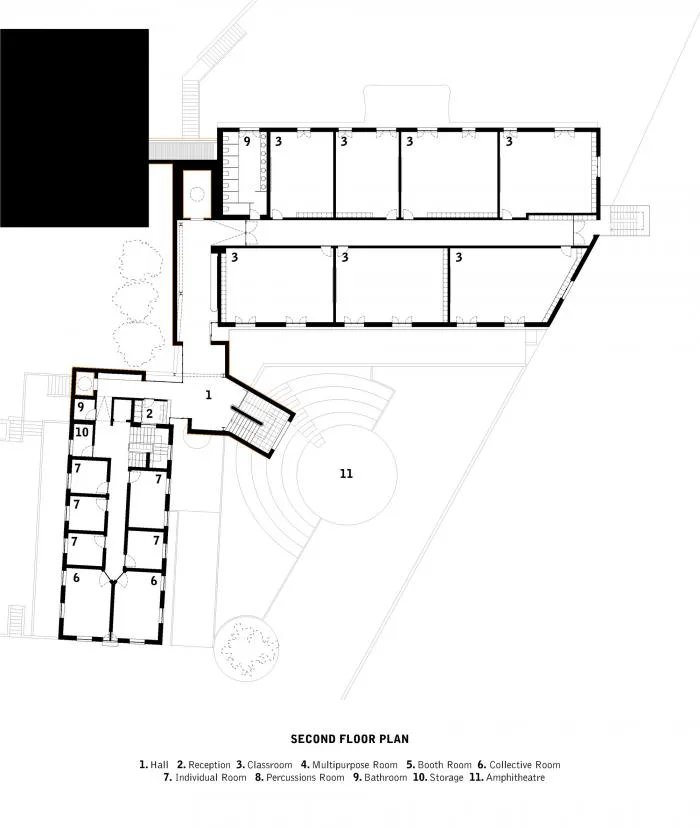 BIM Architecture | A Beautiful Landscape in Monochrome: ARTAVE/CCM Music Academy Addition