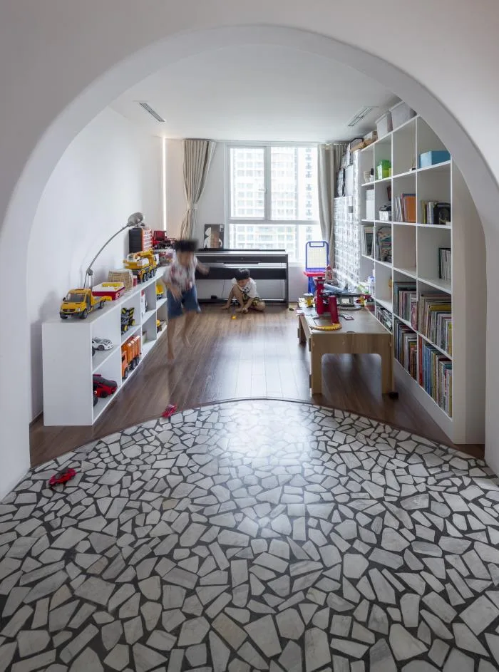 BIM Architecture | Terrazzo Apartment 'M à i' in Ho Chi Minh City, Defining Space with Curved Geometric Shapes/Whale Design Lab
