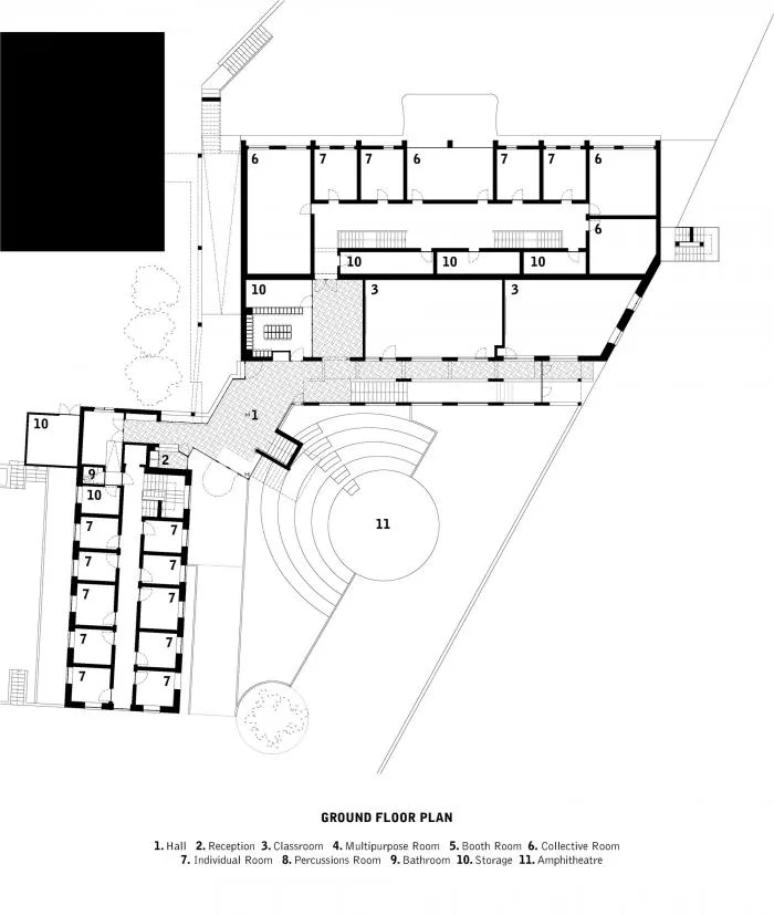 BIM Architecture | A Beautiful Landscape in Monochrome: ARTAVE/CCM Music Academy Addition