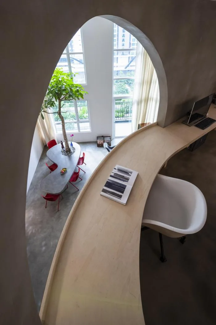 BIM Architecture | Terrazzo Apartment 'M à i' in Ho Chi Minh City, Defining Space with Curved Geometric Shapes/Whale Design Lab