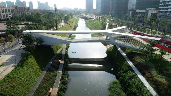 BIM Architecture | Tension in Tranquility: Cross River Pedestrian Bridge at Shenzhen Pingshan Senior High School/Nansha Original