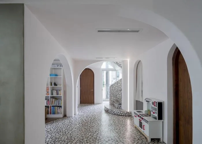 BIM Architecture | Terrazzo Apartment 'M à i' in Ho Chi Minh City, Defining Space with Curved Geometric Shapes/Whale Design Lab