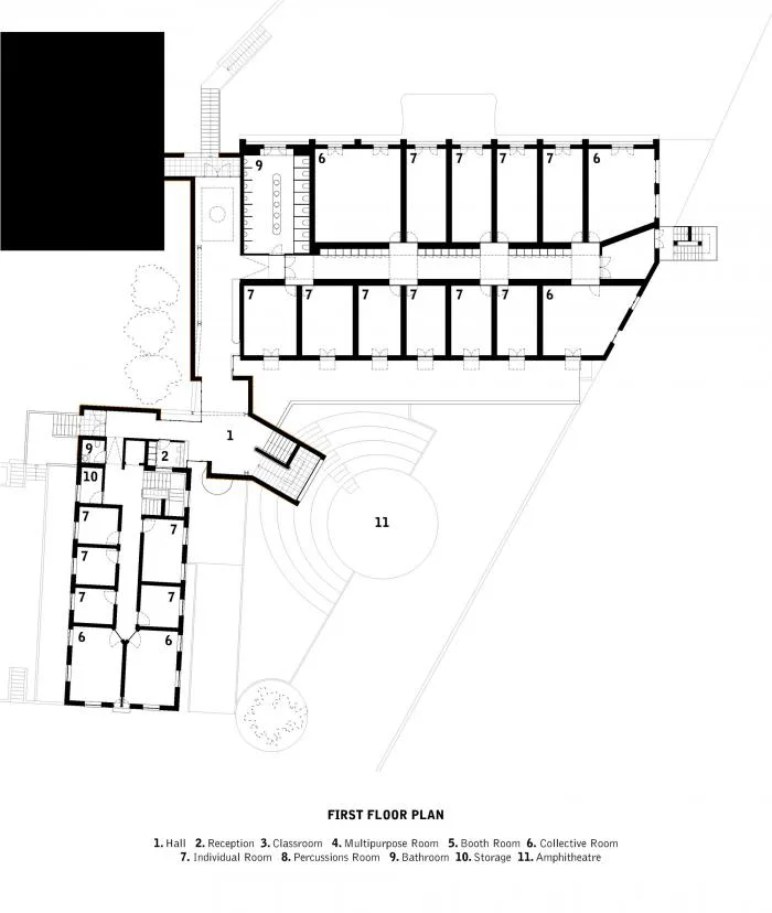 BIM Architecture | A Beautiful Landscape in Monochrome: ARTAVE/CCM Music Academy Addition