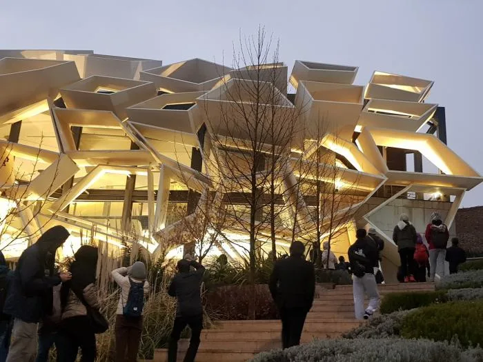 BIM architecture | Various folding panels assembled into a honeycomb like facade: Exhibition Building of Iran Greenland Convention Center