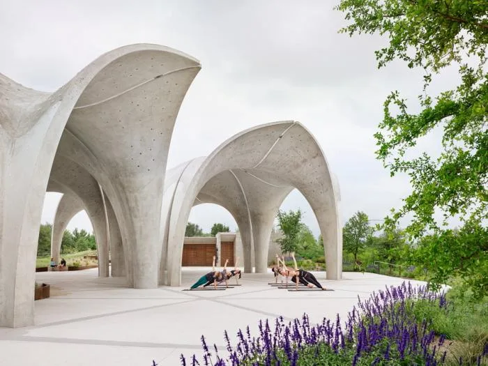 BIM Architecture | Concrete 'Petal' Pavilion - Confluence Park/Lake | Flato Architects