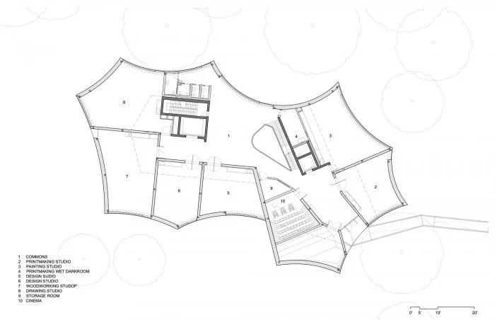 BIM Architecture | Lightly Flying, Born Around Ancient Trees, Went Visual Arts Building/Steven Hall Architects