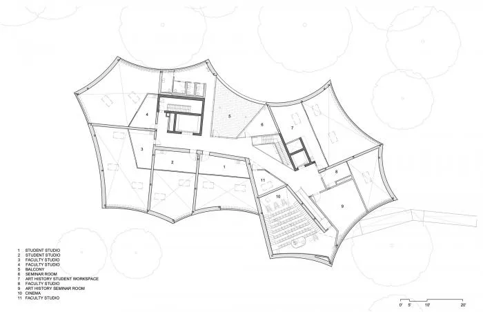 BIM Architecture | Lightly Flying, Born Around Ancient Trees, Went Visual Arts Building/Steven Hall Architects