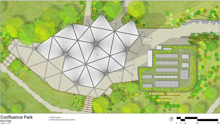 BIM Architecture | Concrete 'Petal' Pavilion - Confluence Park/Lake | Flato Architects