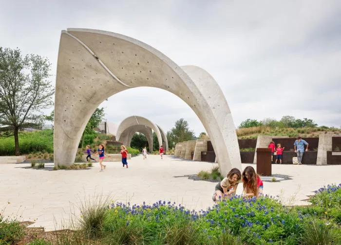 BIM Architecture | Concrete 'Petal' Pavilion - Confluence Park/Lake | Flato Architects