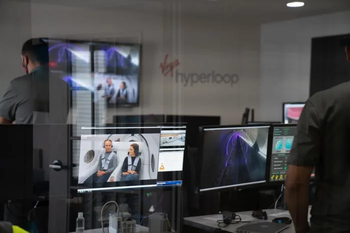 BIM Architecture | The Virgin Hyperloop train "Pegasus" pod designed by BIG and Kilo carries passengers for the first time