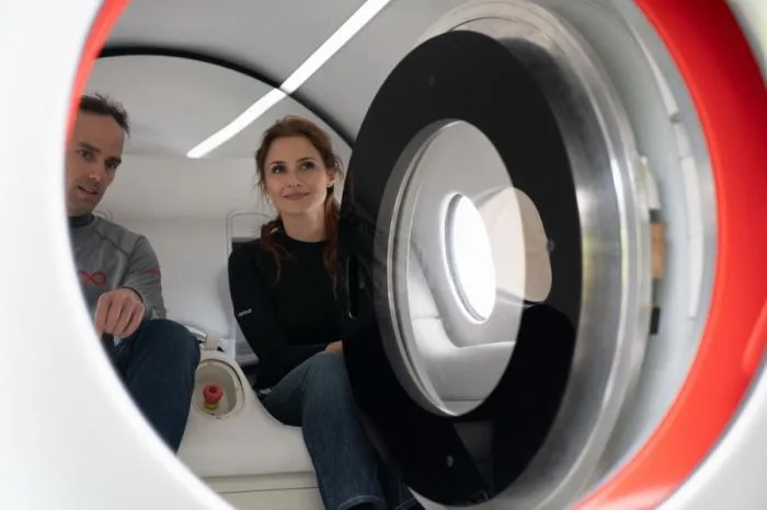 BIM Architecture | The Virgin Hyperloop train "Pegasus" pod designed by BIG and Kilo carries passengers for the first time