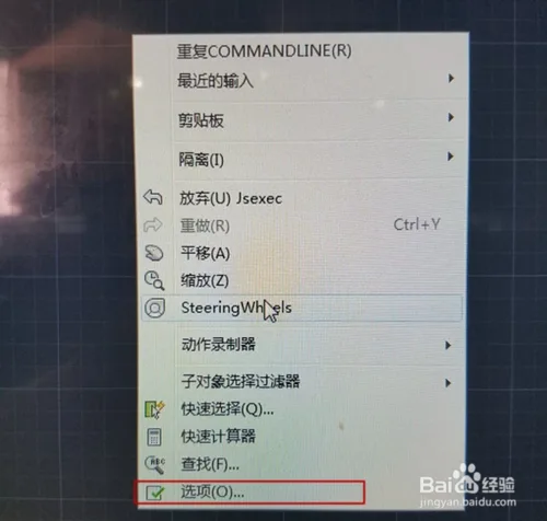 Access AutoCAD options