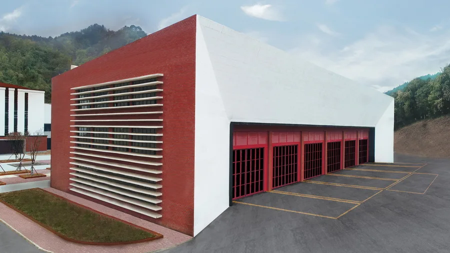 BIM Architecture | Qiannan Mountain Fire and Emergency Rescue Training Center/West Line Studio