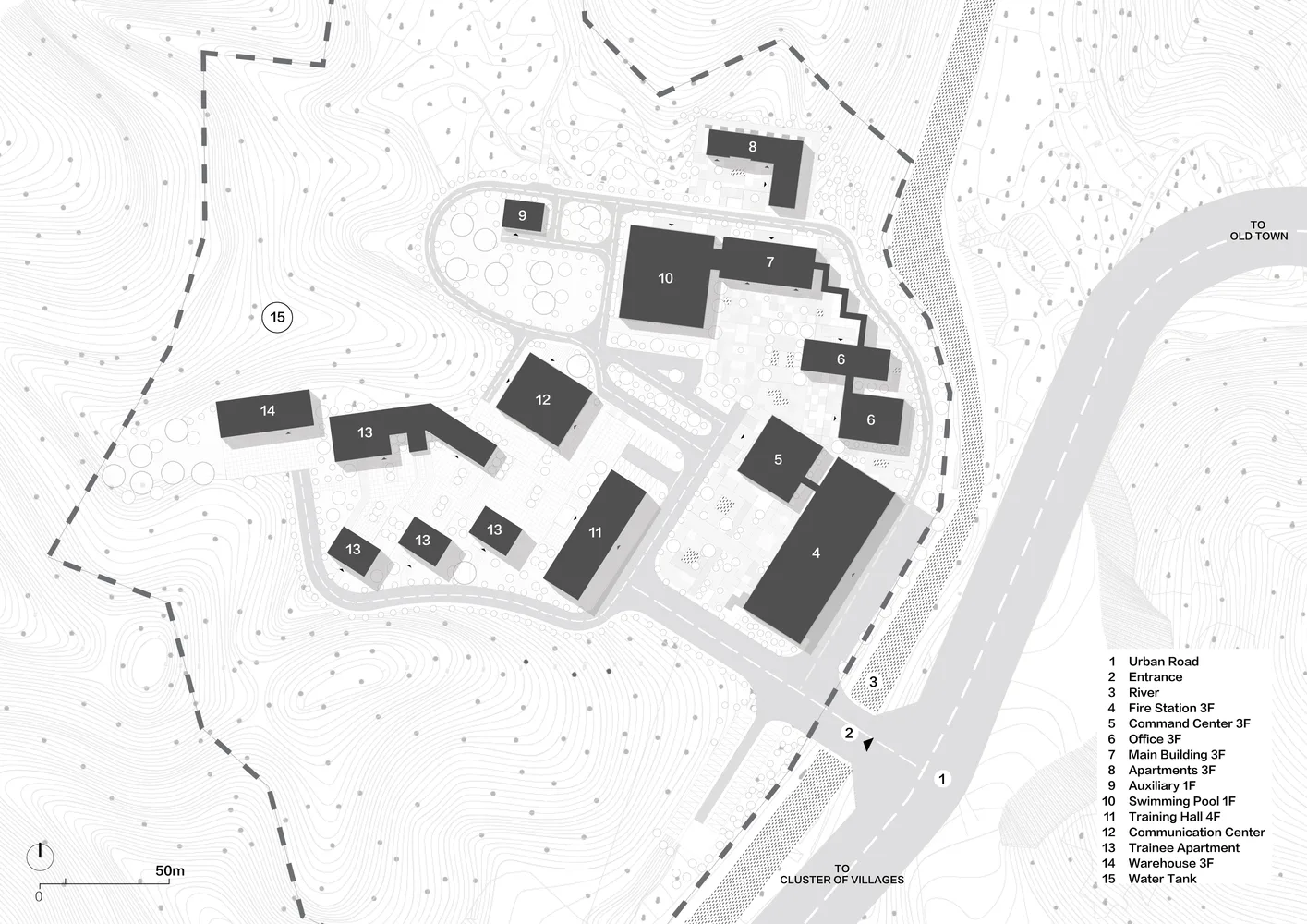 BIM Architecture | Qiannan Mountain Fire and Emergency Rescue Training Center/West Line Studio