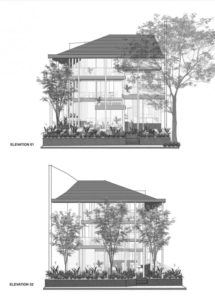 BIM Architecture | O2 Coffee Shop, Vietnam/MW Archstudio