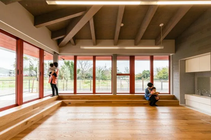BIM architecture | KNO daycare center, book forest under the eaves/Hibino design+Youji no Shiro