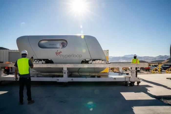 BIM Architecture | The Virgin Hyperloop train "Pegasus" pod designed by BIG and Kilo carries passengers for the first time
